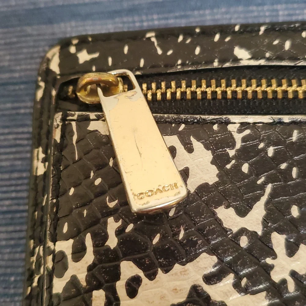 COACH Black and White Animal Print Wallet